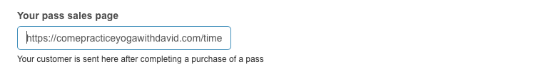 reservie company settings showing the pass sales page URL field