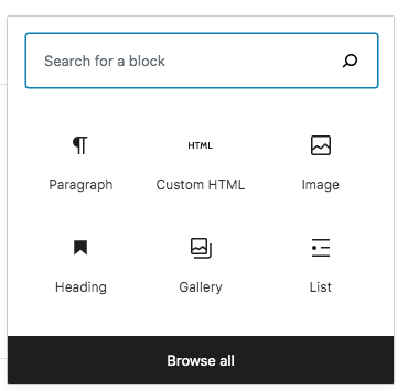 Step 3: wordpress block editor with custom HTML block option